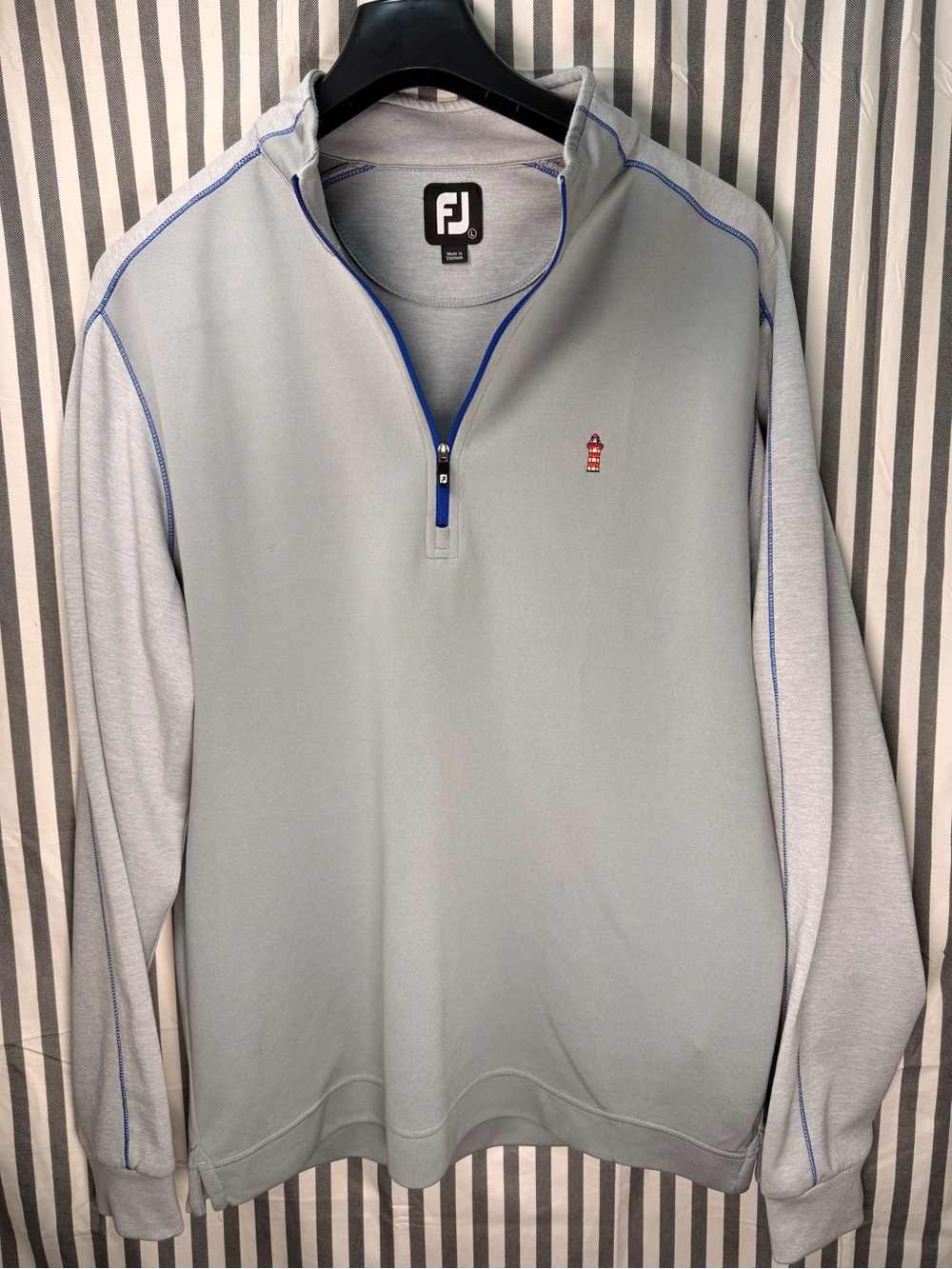 FootJoy Mens Large Performance 1/4 Zip Harbour Town Golf Links Sweater Gray L
